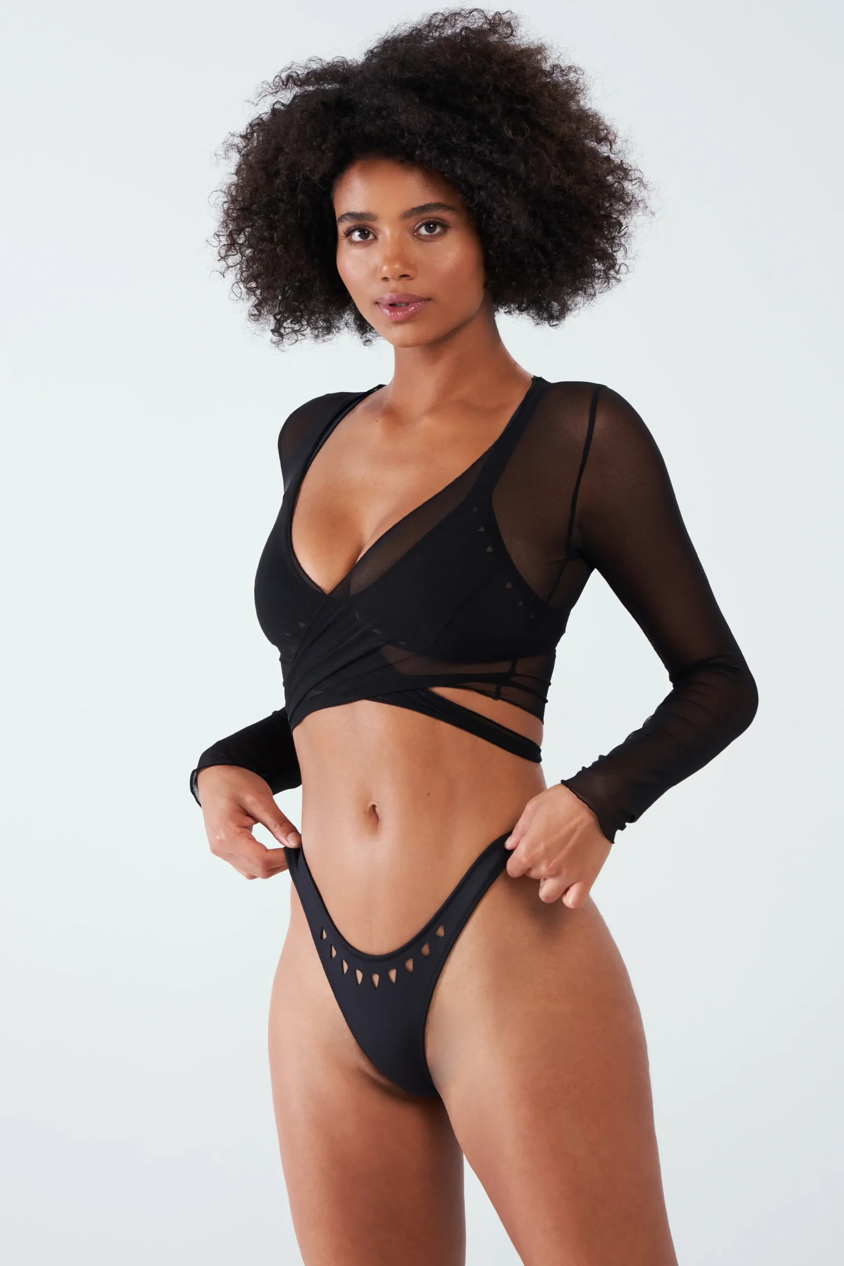 GIGI C Tina Mesh Wrap Top| Coverups|Matching Sets